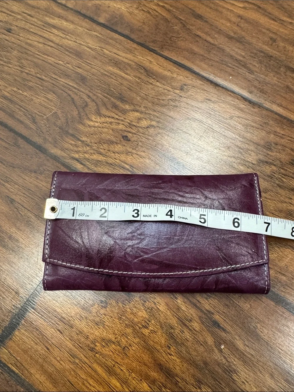 Burgundy Plum Tri Fold Wallet Clutch Organizer Snap Zip Pocket